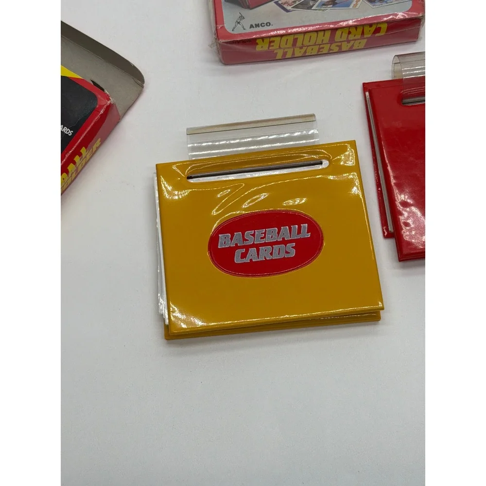 Vintage ANCO Baseball Card Holder Lot of 3 Red Yellow Vinyl 100 Card Capacity‎